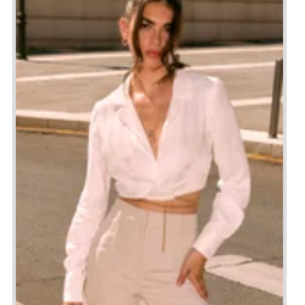 Glassons Wrap Chain Crop Blouse